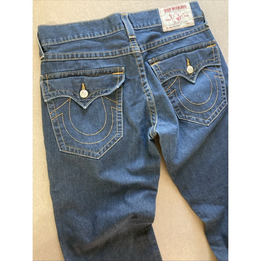 True Religion Men's Straight Jeans - Dark Blue Denim